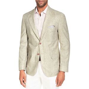 Tallia Mens Slim Cotton Blend Snakeskin Blazer X-Large Cream Sport Coat - NWT